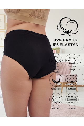 Alya Underwear Kadın Battal Külot - 3 Adet Ten 5xl, 6xl, 7xl Siyah