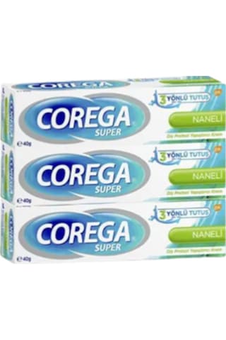Corega Super Naneli Diş Protezi Yapıştırıcı Krem 3 x 40 G