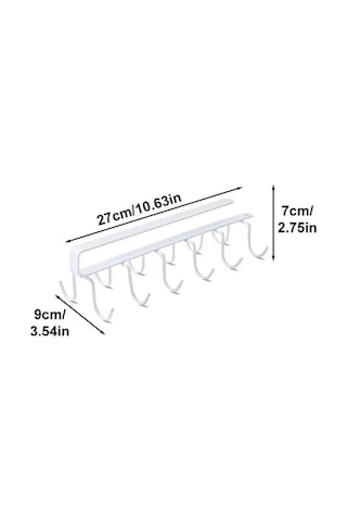 Pazly Pratik Mutfak Askılığı - 27x7 Cm Bardak, Çatal Ve Aksesuarlar İçin Asma Askısı, 2.5 Cm Kalınlık Uygun