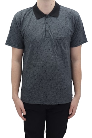 Santa Dmctekstil Erkek Jakarlı Desenli Klasik Kesim Rahat Kalıp Tek Cepli Polo Yaka T-shirt Siyah
