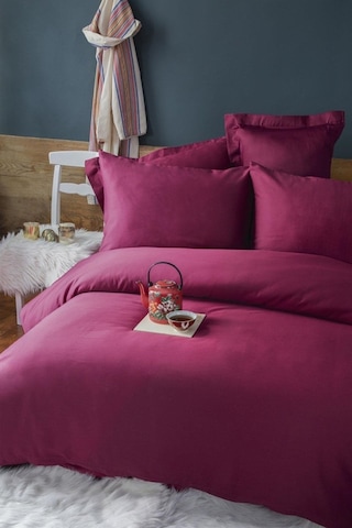 Simply Bordo 210 Tc 83 Tel Pamuk Saten Nevresim Takımı Aile Seti Bordo