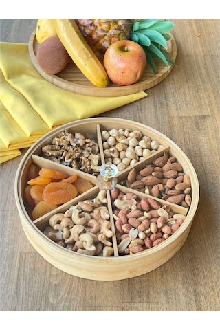 Bambu  6 Bölmeli Kahvaltılık & Çerezlik Akrilik Kapaklı 20 Cm