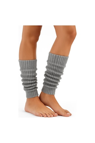 Kadın Triko Tozluk Yumuşak Esnek Diz Altı Bacak Isıtıcı Leg Warmers Gri