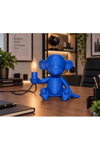 3dlab Moko 3d Baskı Maymun Figürlü Masa Lambası Mavi