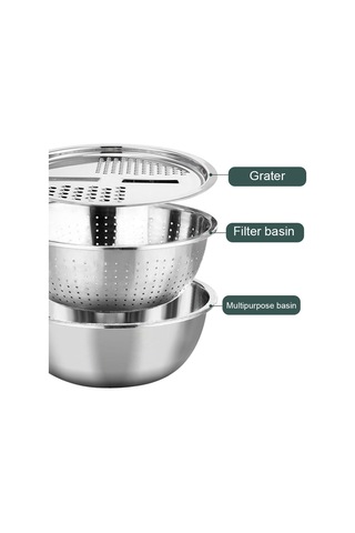 Kesici Ve Grater İle Paslanmaz Çelik Tahliye Sepeti, Sebzeler Ve Meyveler İçin 3'ü 1 Arada Mutfak Aleti Çok Renkli