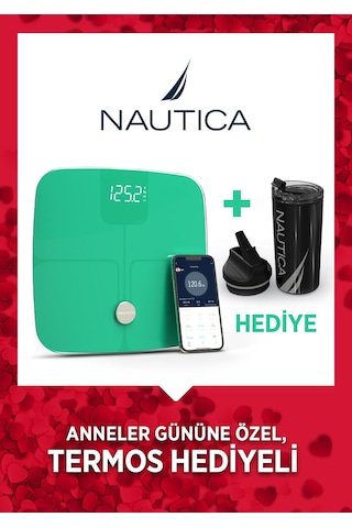 Nautica Vücut Analizli Smart Akıllı Bluetooth Tartı Baskül + Nautica 500 Ml Termos Hediyeli