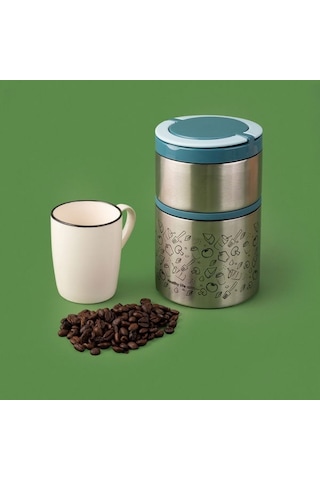 Tantioni 2 Katlı Yemek Termosu - 930 Ml Gri / Yeşil