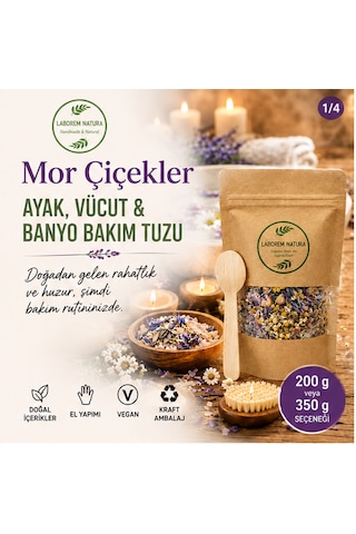 Laborem Natura Mor Çiçekler Çok Amaçlı Banyo, Ayak Ve Vücut Tuzu Mineralli Rahatlatıcı Bakım Tuzu 200 Gr