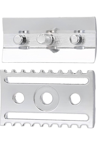 Güvenlik Jileti Açık Tarak Başlığı Gümüş Çinko Alaşımı 4x2,5x1 Cm Çift Taraflı