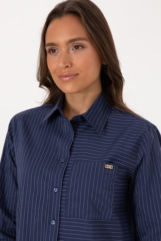 U.S. Polo Assn. Kadın İndigo Uzun Kollu Çizgili Gömlek 50316387-VR028