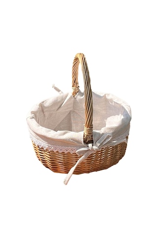 Cbtx Willow Sepet Taşınabilir Açık Piknik Sepeti Dokuma Sepet Yumurta Kabı, Boyut: S - Katı Renkli Keten