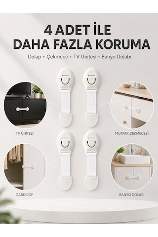 4'lü Çocuk Güvenlik Dolap Ve Çekmece Kilidi 3855796