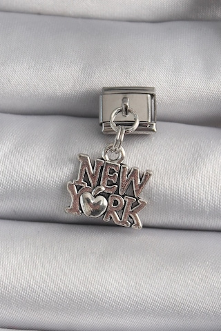Mey İthalat 316l Çelik Gümüş Renk Sallantı New York Yazı Model Nomination Charm Çok Renkli