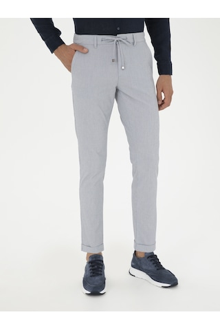 Cacharel Açık Mavi Slim Fit Beli Bağcıklı Kanvas Pantolon Denim