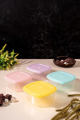 Çarşıdayız Gıda Saklama Ve Düzenleme Çözümü Plastik Saklama Kabı Seti 4'lü Çok Renkli