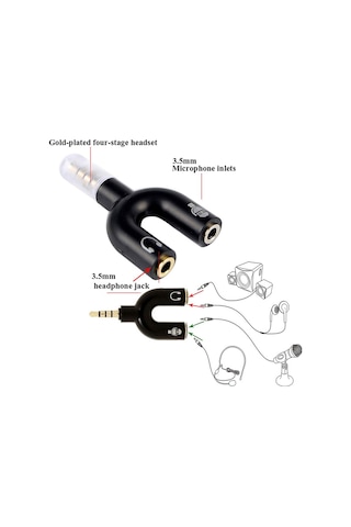 Kulaklık Mikrofon Birleştirici Adaptör 3.5Mm Ayırıcı Aparat