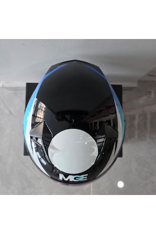 Çenesiz Kask Jk528-1 Mge Vizörlü Parlak Siyah Mavi M Siyah - Beyaz - Mavi