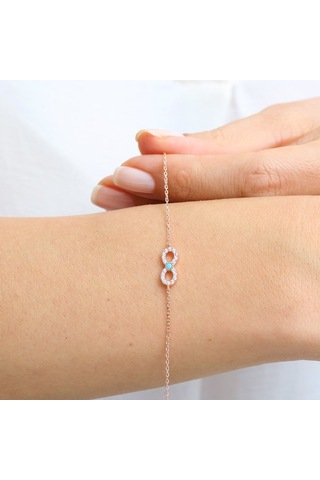 Mia Vento Firuze Detay Işıltılı Sonsuzluk Rose Renk İkili Gümüş Set