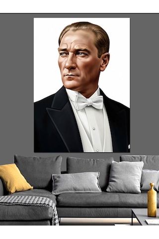Smokinli Atatürk Portre Fotoğrafı Dekoratif Kanvas - Mdf Ahşap Tablo