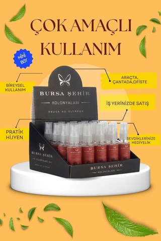 Bursa Şehir Kolonyaları, 20'li İznik Bahçeleri Kolonyası, Mini Set, Sprey Başlıklı