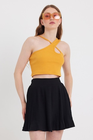 Quhox Kadın Askılı Crop Kaşkorse Sarı