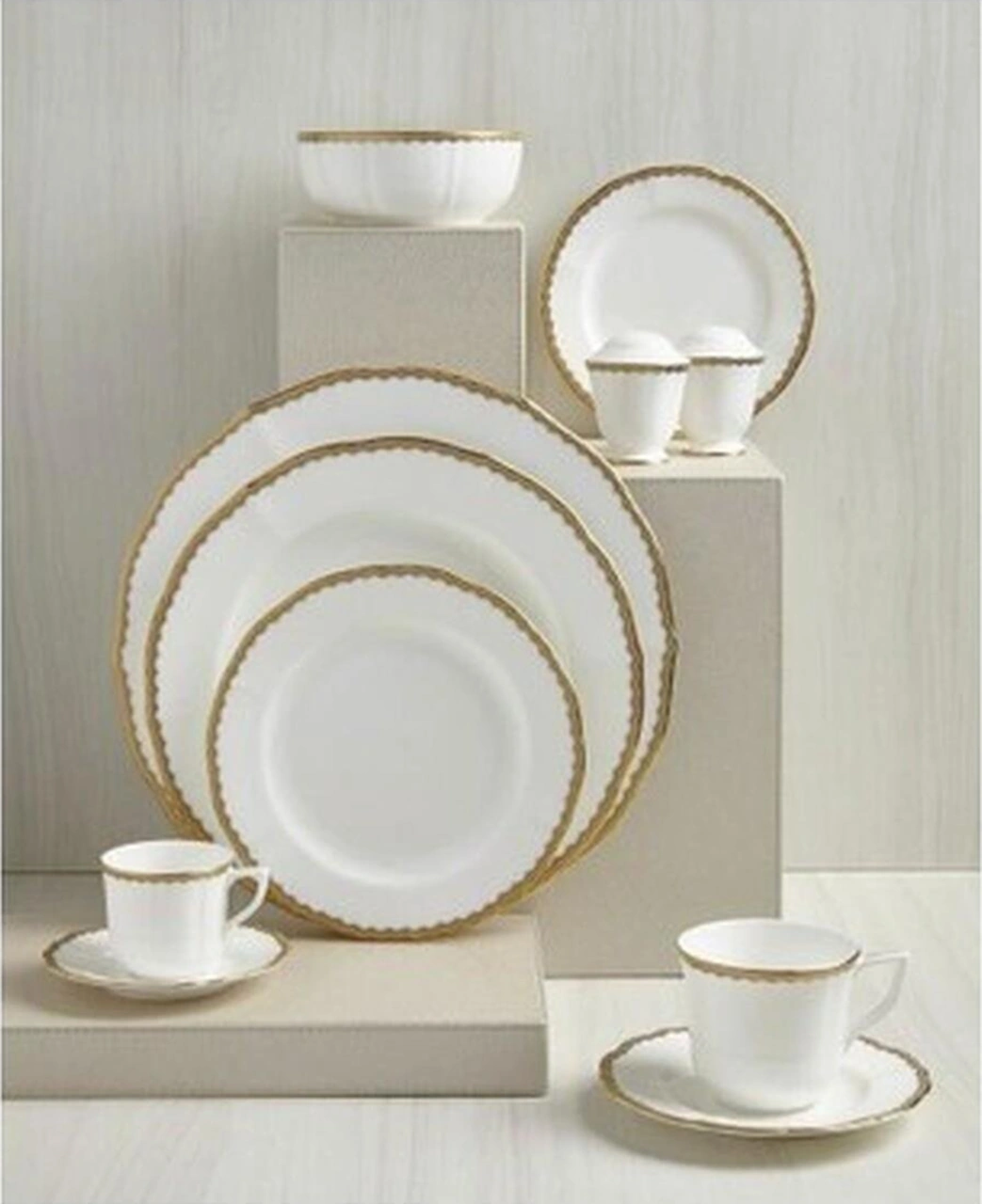 Prouna Antique Gold 72 Parça 12 Kişilik Yemek Takımı Süt Beyazı