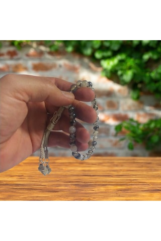 Rutil Kuvars Taşı Tespih Ahşap Hediyelik Kutulu Anahtarlık Hediye
