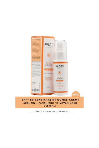 Pycos Cosmetıcs Spf 50 Leke Karşıtı Yüz Güneş Kremi 50ml, Tüm Cilt Tipleri Için