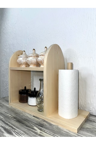 O&a Wood Doğal Ahşap Mutfak-banyo Rafı Tezgah Üstü Düzenleyici Ba