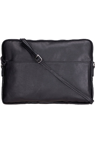 Bloomsleeve Leeds 16" Obsidian Black Hakiki Deri Laptop & Tablet Kılıfı Siyah