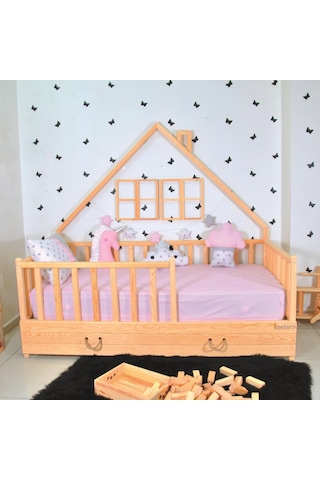 Markaawm Markaawm Montessori Çocuk Yatak Yavrulu 90X190 Karyola Ağacı Akçaağaç