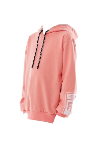 İrem Çocuk Giyim Kız Çocuk/erkek Çocuk Urban Yazı Desenli Kol Sırt Yazı Desenli Sweatshirt Mercan Pembe