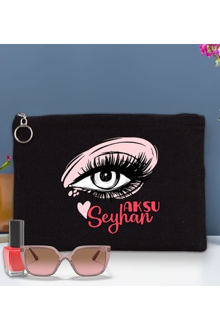 Bk Gift Kişiye Özel İsimli-5 Astarlı Siyah Portföy Çanta 30x21cm, Baskılı El Çantası, Organizer Çanta