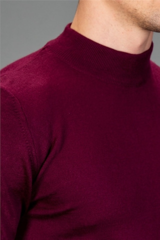 Tudors Slim Fit Dar Kesim Yarım Balıkçı Yaka Düz Erkek Kazak-12383 Bordo