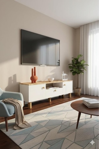 Kzy 3 Kapaklı Bohem Tv Ünitesi Beyaz - Atlantik Çam