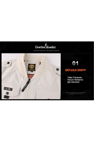 Su Geçirmez Kargo Çok Cepli Askeri Erkek Ceketi Sarı