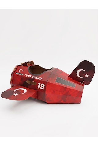 Kardinno Savaş Jeti Eğitici Oyuncak Karton Giyilebilir Çocuk Kostümü Etkinlik Parti Kostümü kırmızı