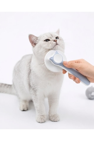 Kedi Ve Köpek Tüy Toplama Tarak Basmalı Kendini Temizleyen Evcil Hayvan Bakım Fırçası, Çelik İğneli, Ergonomik