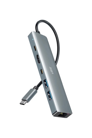 Type-c 6sı 1 Arada Hub Adaptör, 4k Hdmı, Rj45 Gigabit Ethernet, Pd 100w Şarj, 2 Usb 3.0 Port, Macbook Laptop Tablet Uyumlu, Metal Gövde Docking Station N855