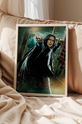 Severus Snape Özel Tasarım Çerçeveli Tablo - Lüks Harry Potter Karakter Posteri Modern Duvar Dekoru Beyaz