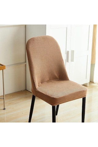 1/2/4/6 Adet Jakarlı Kavisli Sandalye Kılıfı Ofis Koltuğu Klozet Kapağı Makinede Yıkanabilir Toz Geçirmez Arkalığı Kapak Ev Dekorasyon İçin Haki