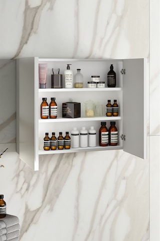 Çiğdem 80 Cm Beyaz Mdf Aynalı Asma Banyo Üst Dolabı Beyaz