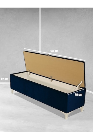 Vetra V2 Sandıklı Puf Mavi Dilimli Model Sandıklı Bench Puf - Sandıklı Yatak Ucu Bankı