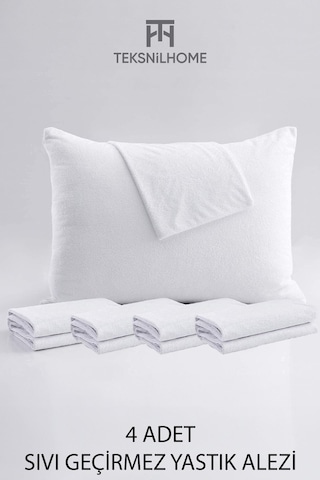 %100 Pamuk Sıvı Geçirmez 4 Lü Yastık Alezi Koruyucu Koruyucu Yastık Kılıfı 50 X 70 Beyaz