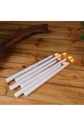 6 Adet Pilli Mum Led Alevsiz Dekoratif Aydınlatma Düğün Dekorasyon 28 Cm