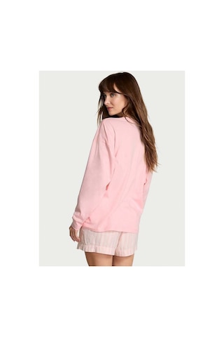 Victoria's Secret Uzun Kollu Tişört Şort Flannel Pijama Takımı Pembe