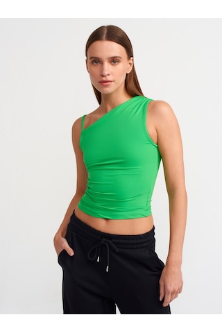 Dilvin Asimetrik Büzgülü Top Yeşil