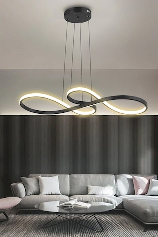 Yol Modern Sarkıt Mutfak, Balkon Led Avize - Kumandalı / Siyah Siyah