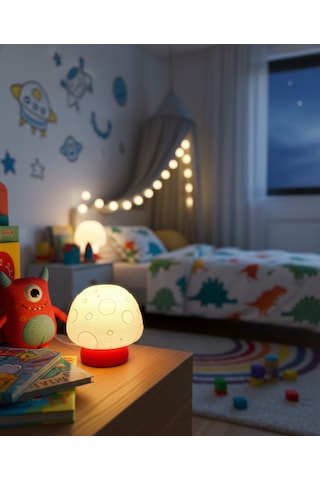 Elana Design Mumi Mantar Abajur - Abajur Ve Çocuk Gece Lambası - Kırmızı