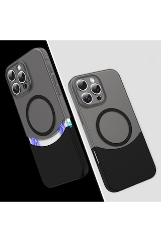 Apple Uyumlu iPhone 16 Pro Max Kılıf M-safe Şarj Özellikli Mıknatıslı Uzrm Duble Kapak - Siyah Siyah